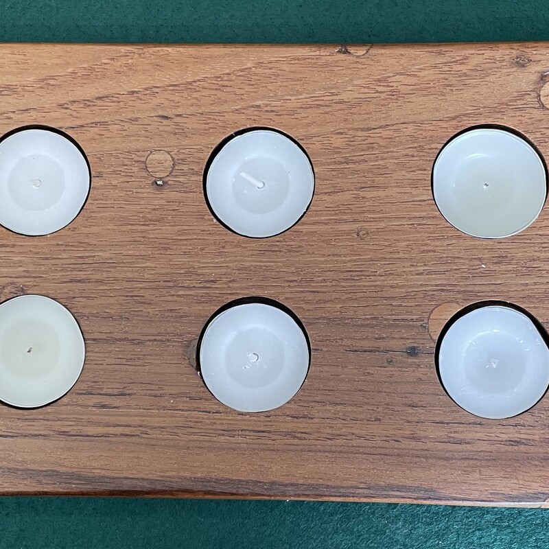 Tealights Holder -6 Lights Teak Repurposed TH06TER002  295x160x27mm   R380