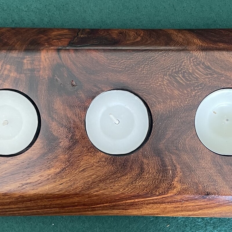 Tealights Holder - 3 Lights Kiaat TH03KIA001  290x116x35mm R395.00   SOLD